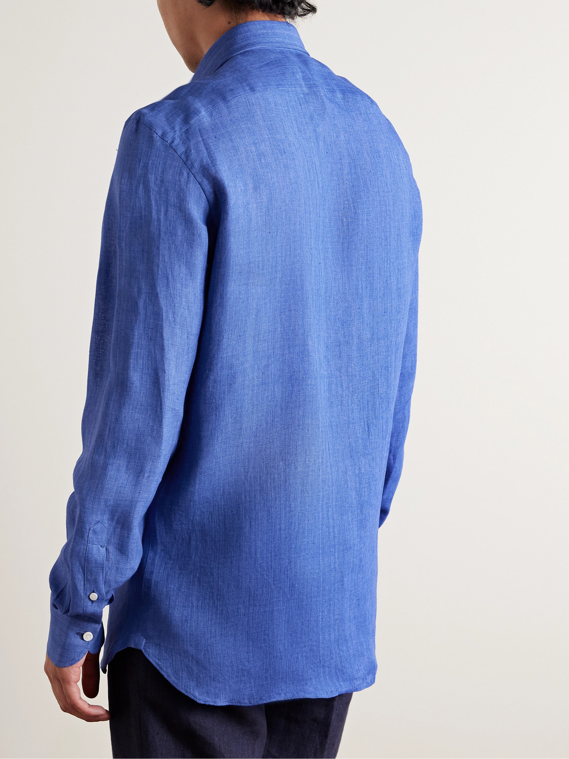 Shop Rubinacci Linen Shirt In Blue