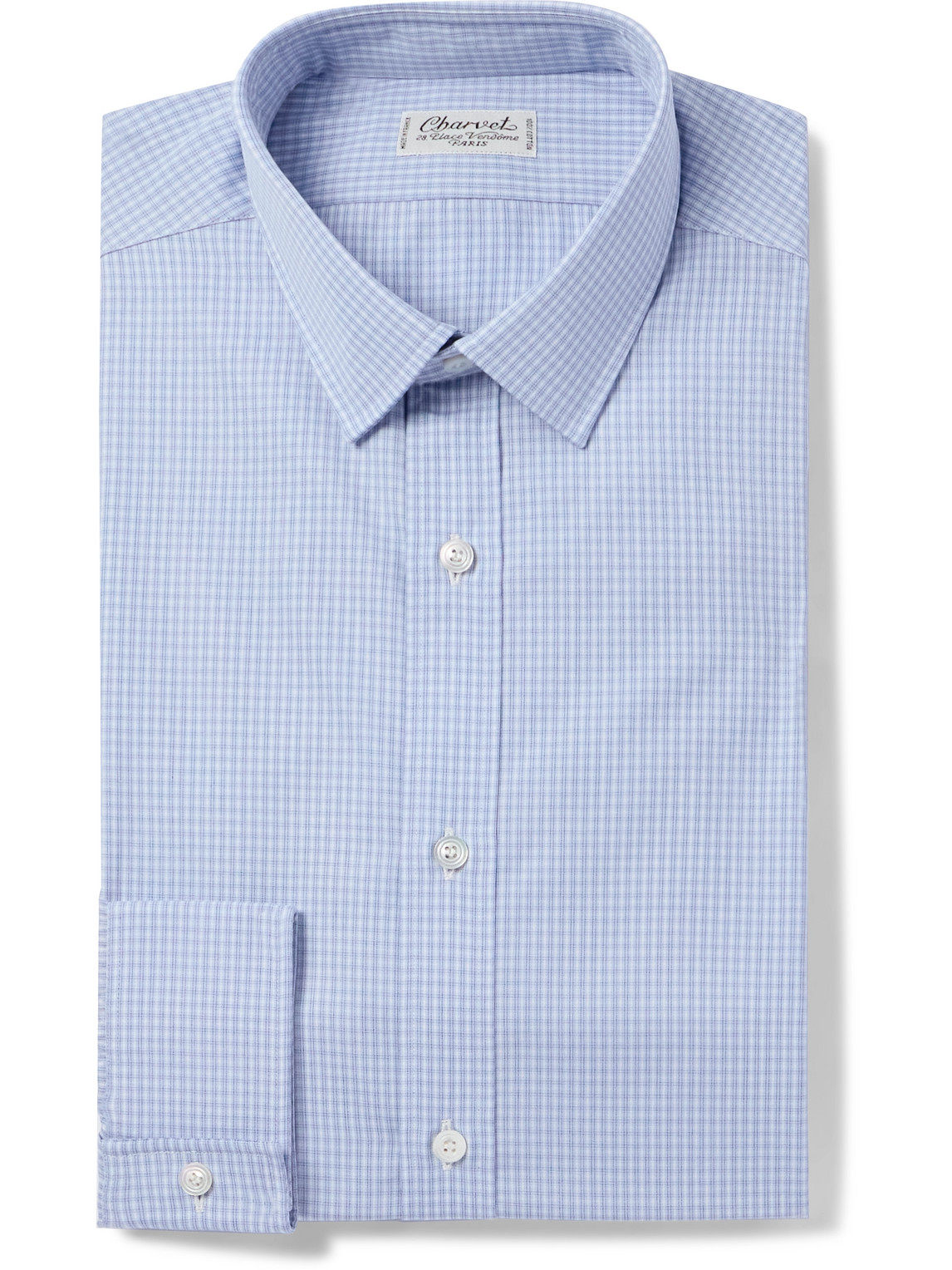 Charvet Checked Cotton-poplin Shirt In Blue