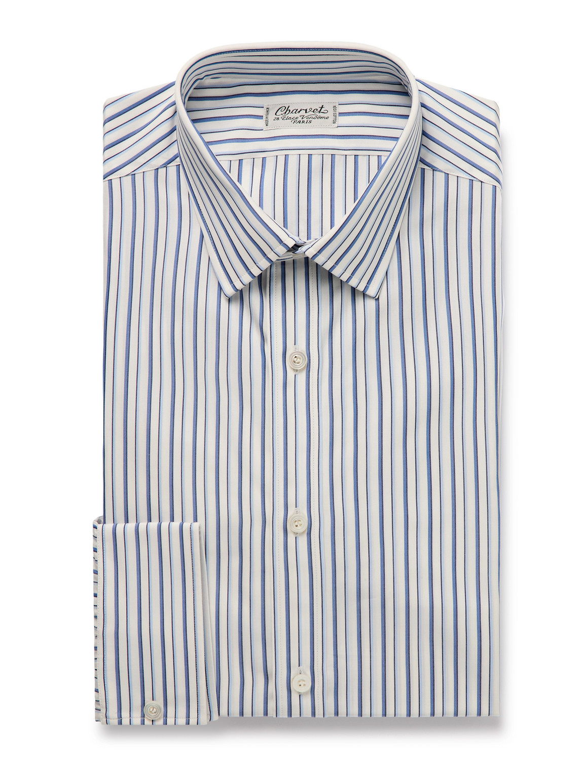 Charvet Striped Cotton Oxford Shirt In Blue