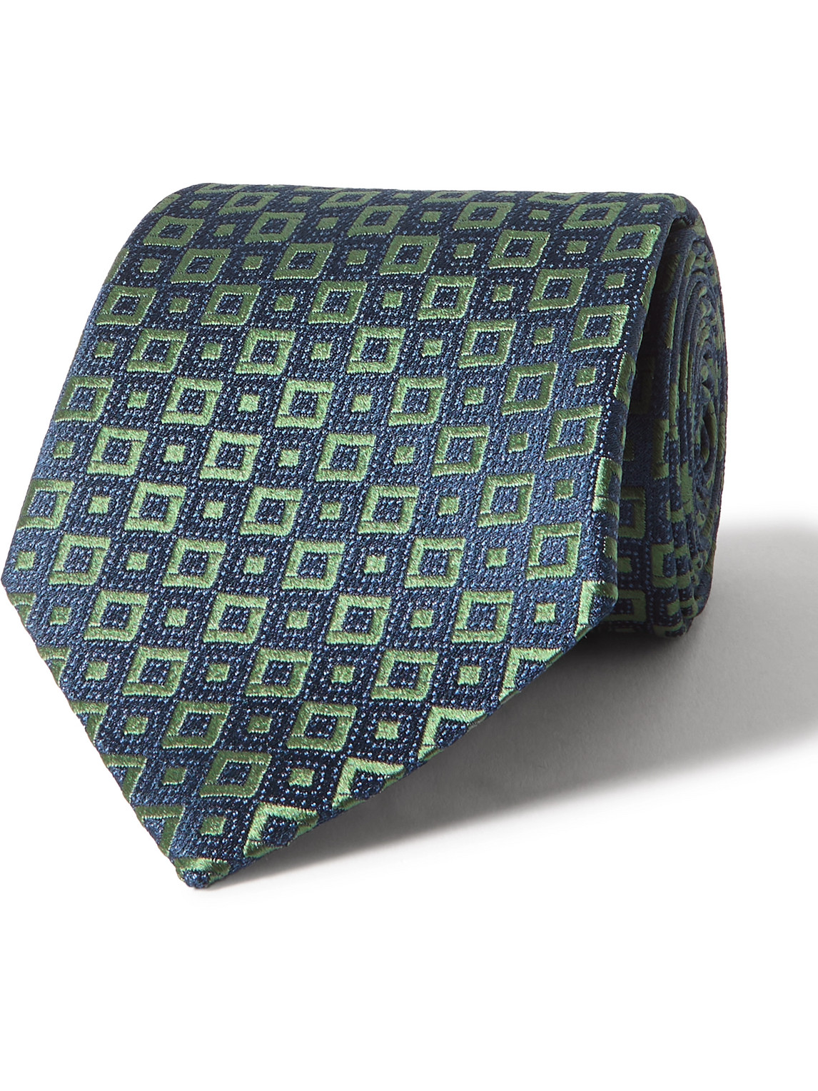 Charvet 8.5cm Silk-jacquard Tie In Green