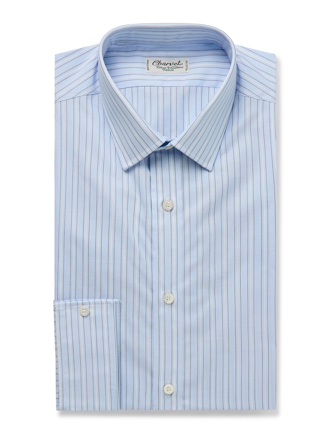 Charvet Striped Cotton-poplin Shirt In Blue