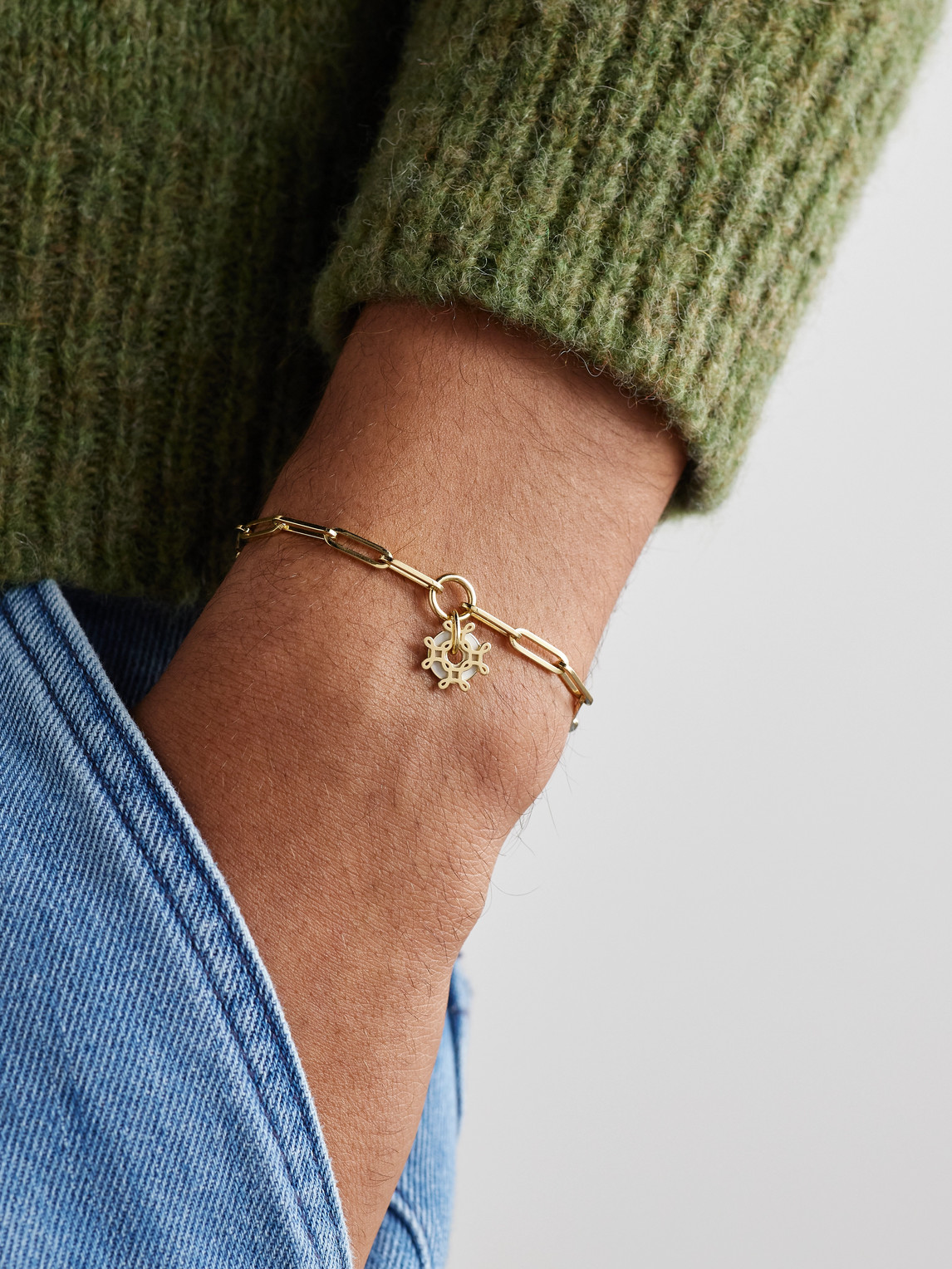 FOUNDRAE L'ETERNELLE 18-KARAT GOLD AND ENAMEL CHAIN BRACELET