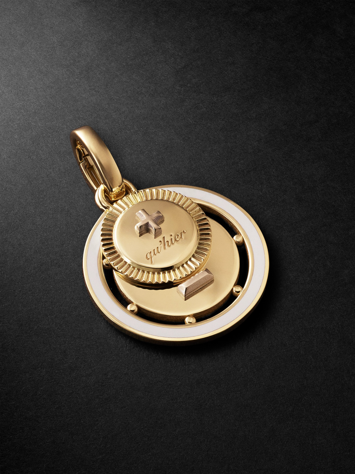 Foundrae L'eternelle Chanson Couplet 18-karat Gold And Enamel Pendant