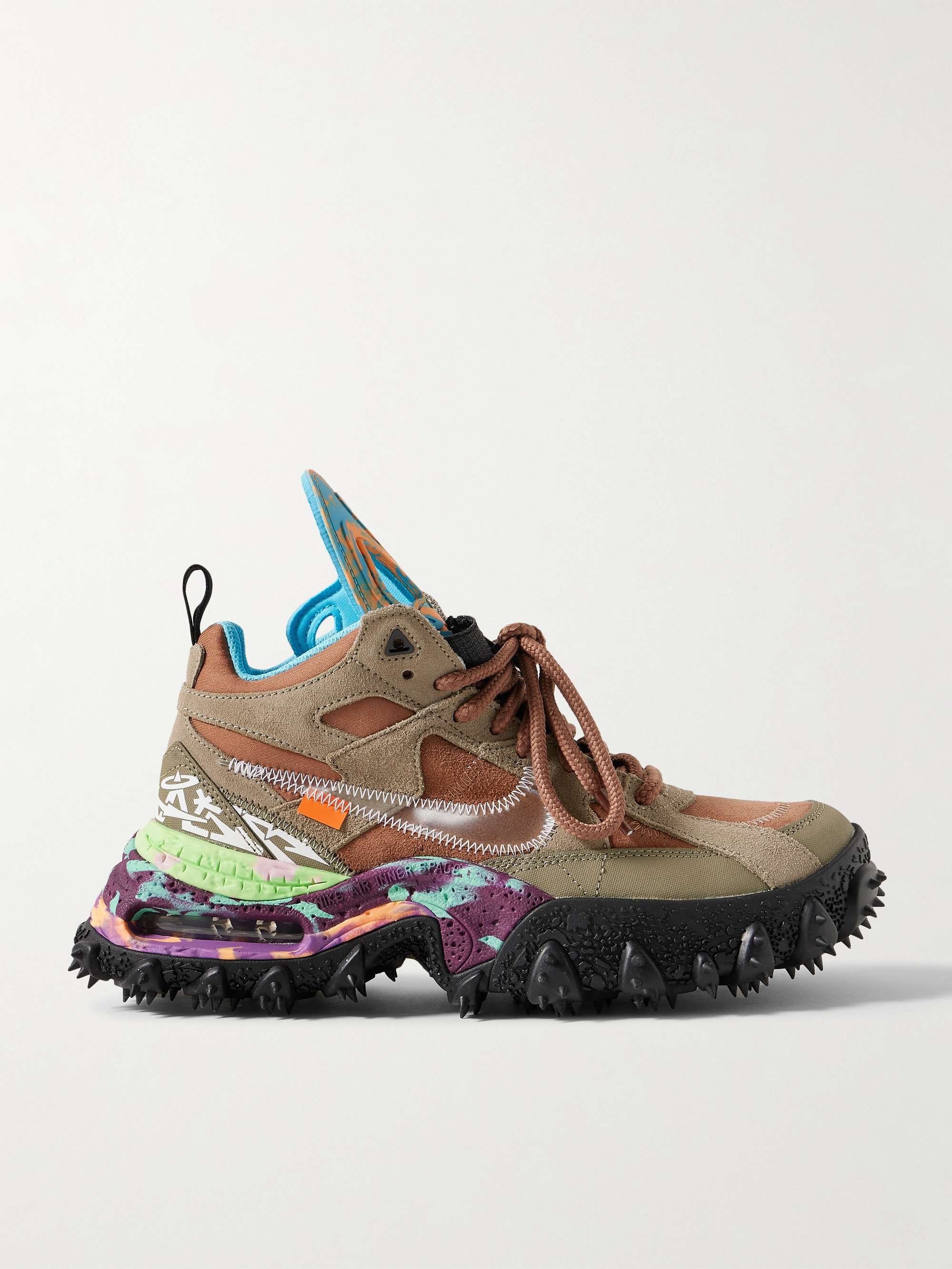 NIKE + Off-White Terra Forma Rubber-Trimmed Canvas and Suede Sneakers ...