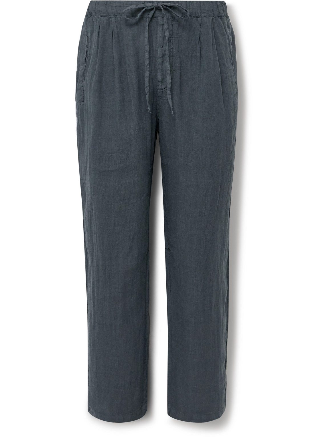 Massimo Alba Key West Straight-leg Pleated Linen Drawstring Trousers In Gray