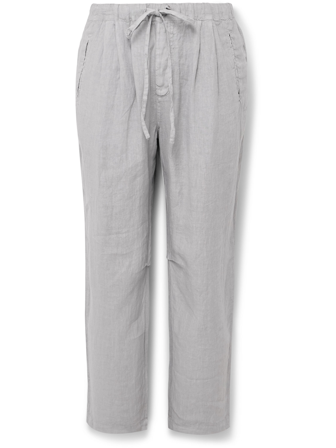 Massimo Alba Key West Straight-leg Pleated Linen Drawstring Trousers In Gray