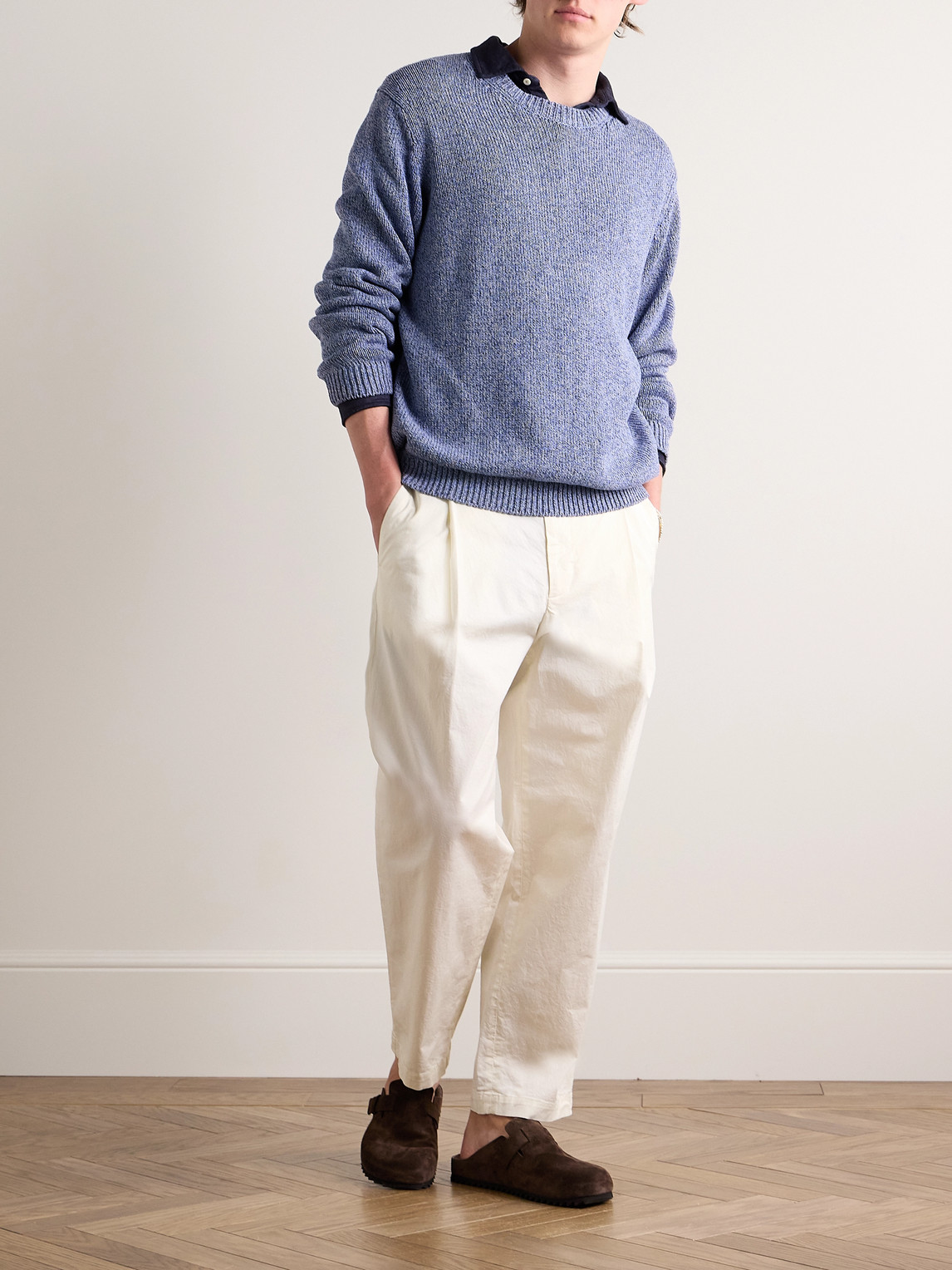 Shop Massimo Alba Billy Cotton And Linen-blend Sweater In Blue