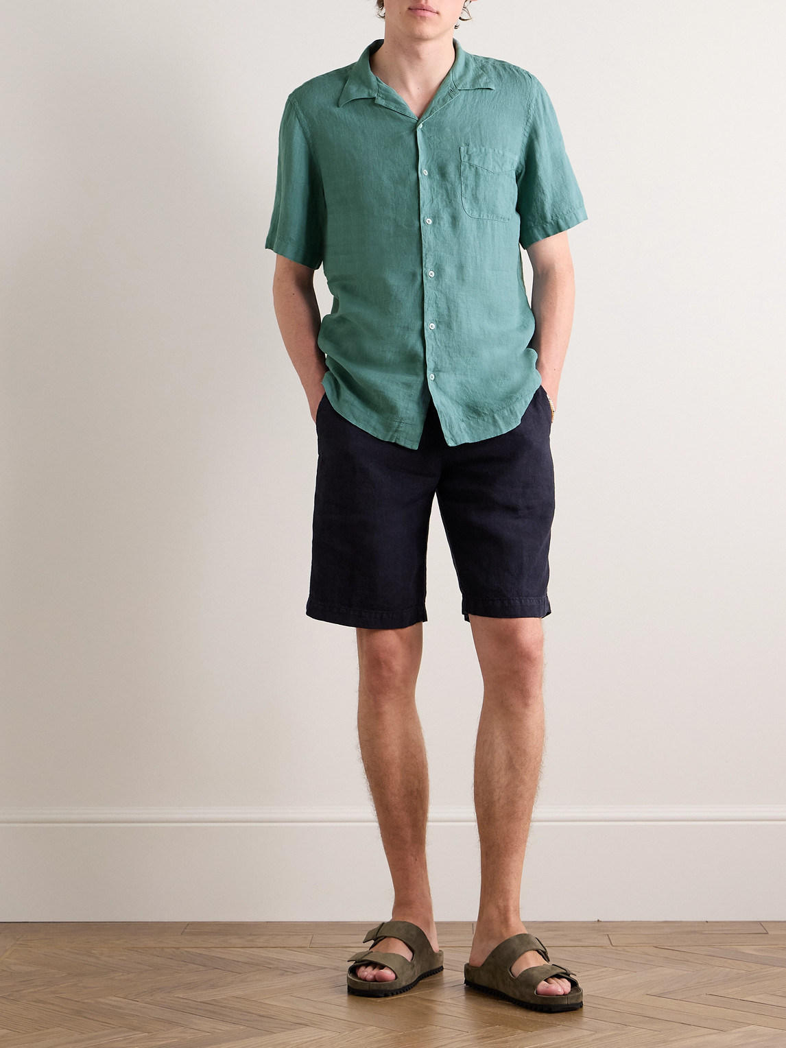 Shop Massimo Alba Venice Convertible-collar Cotton Shirt In Green