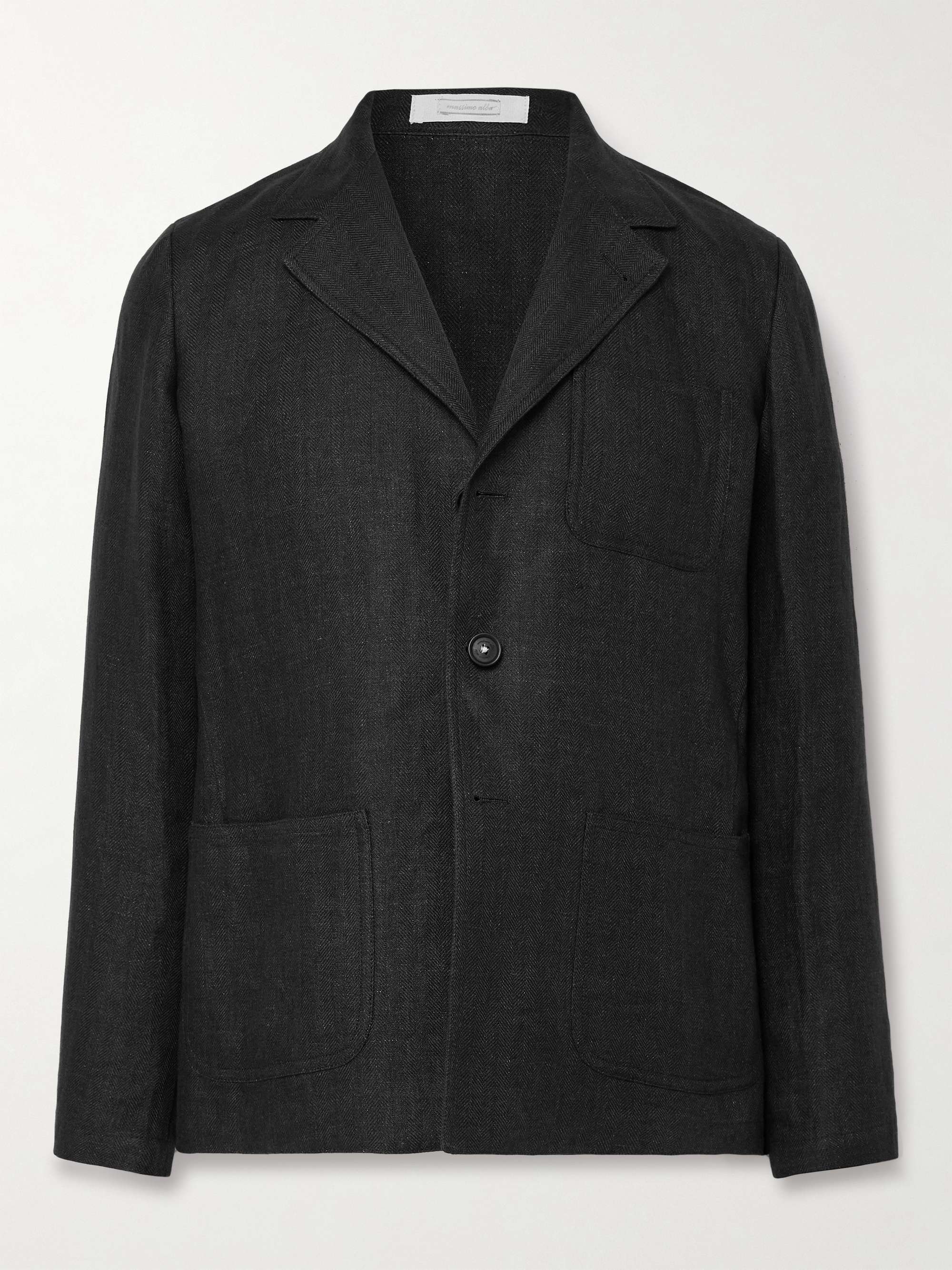 Baglietto Unstructured Herringbone Linen Blazer