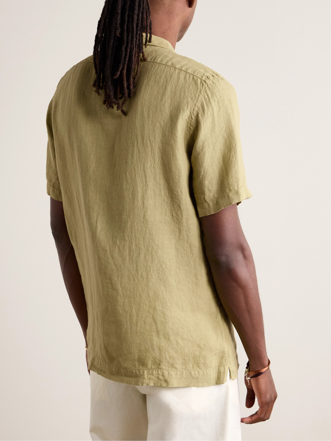 Shop Massimo Alba Venice Convertible-collar Linen Shirt In Green