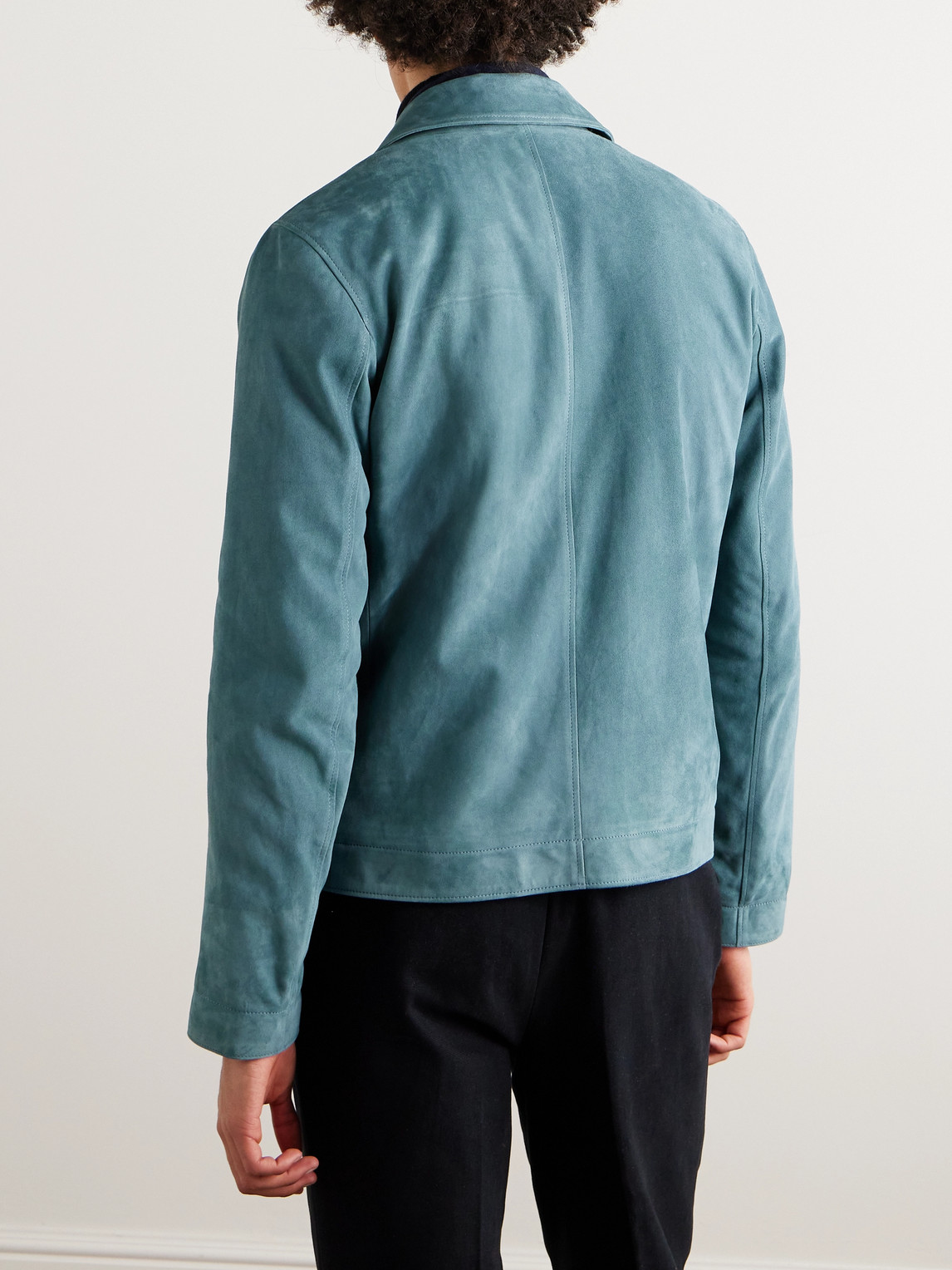 Shop Paul Smith Suede Jacket In Blue