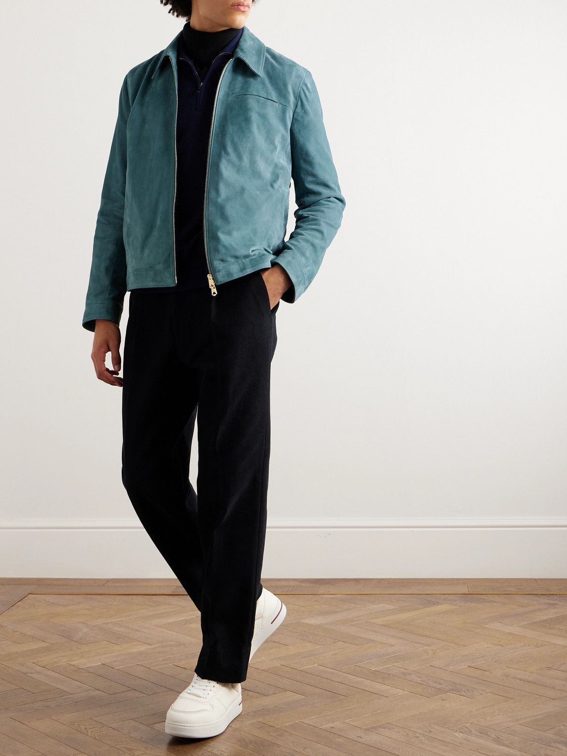 Shop Paul Smith Suede Jacket In Blue