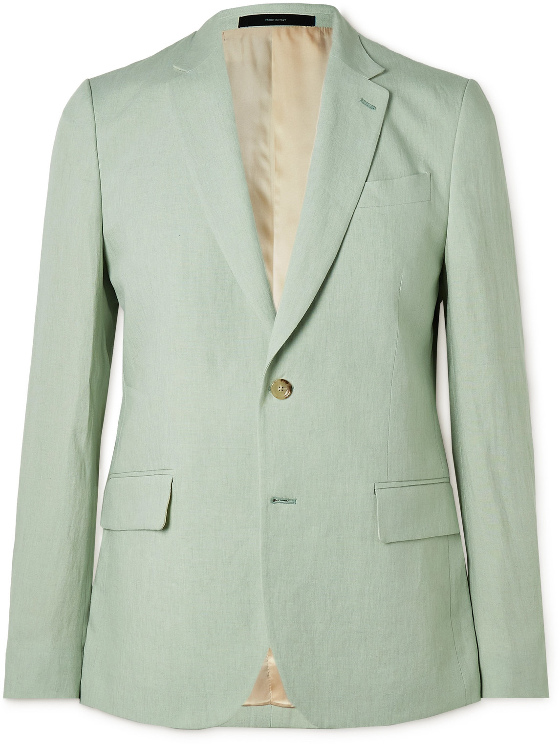 Paul Smith Soho Linen Suit Jacket In Green