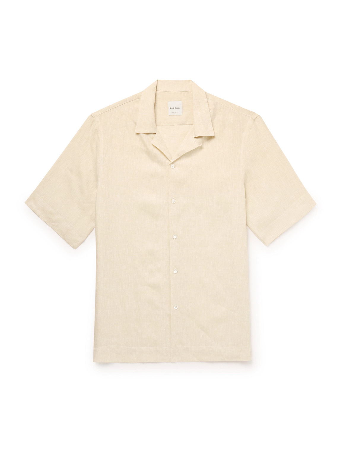 Paul Smith Convertible-collar Linen Shirt In Neutrals