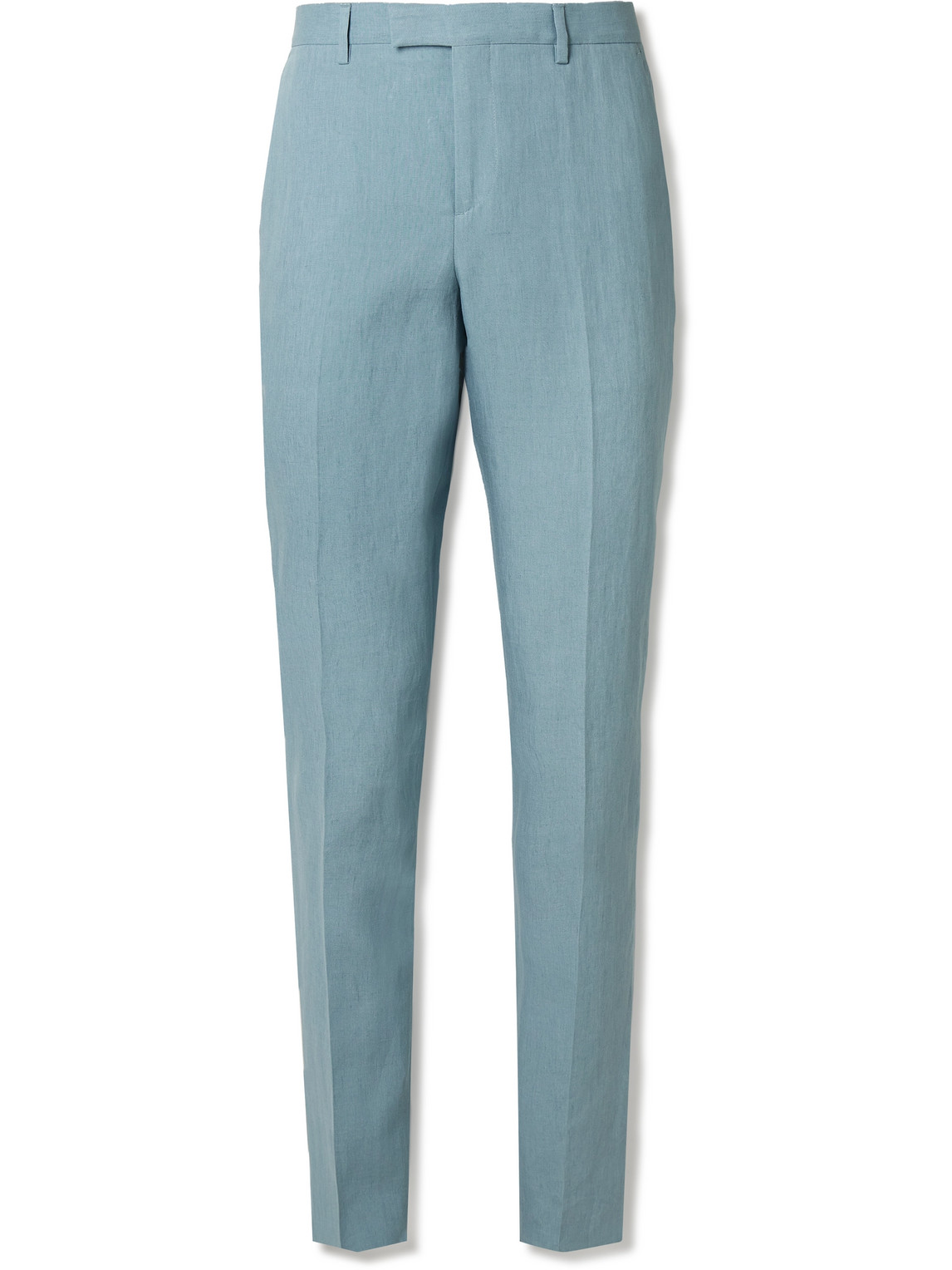 Paul Smith Tapered Linen Suit Trousers In Blue