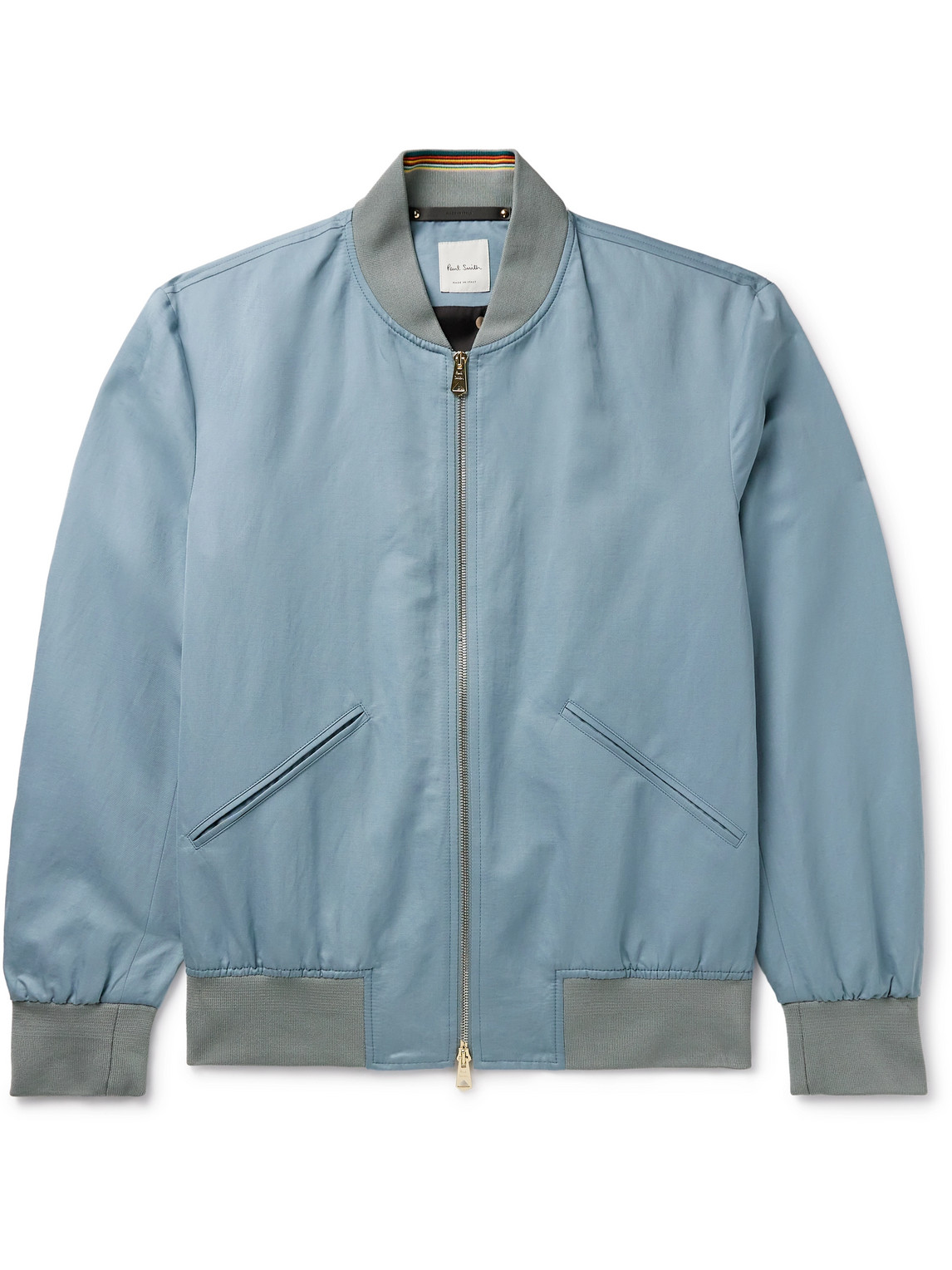 Paul Smith Cotton And Ramie-blend Bomber Jacket In Blue