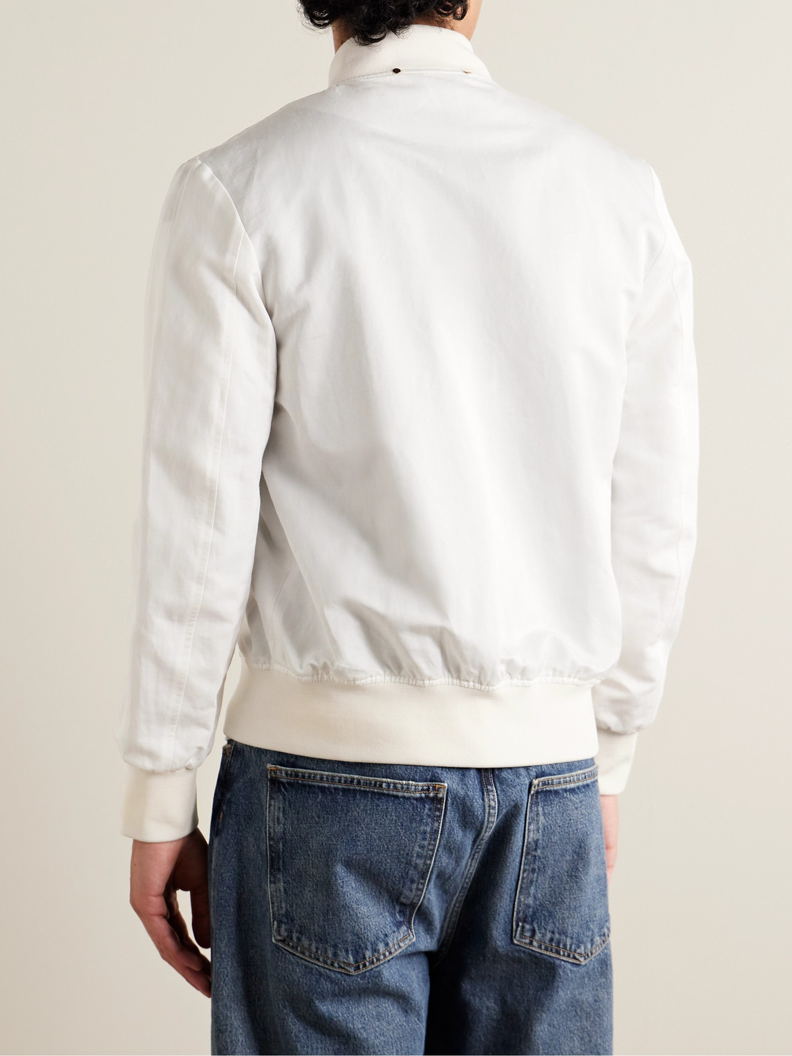 Shop Paul Smith Cotton And Ramie-blend Bomber Jacket In White