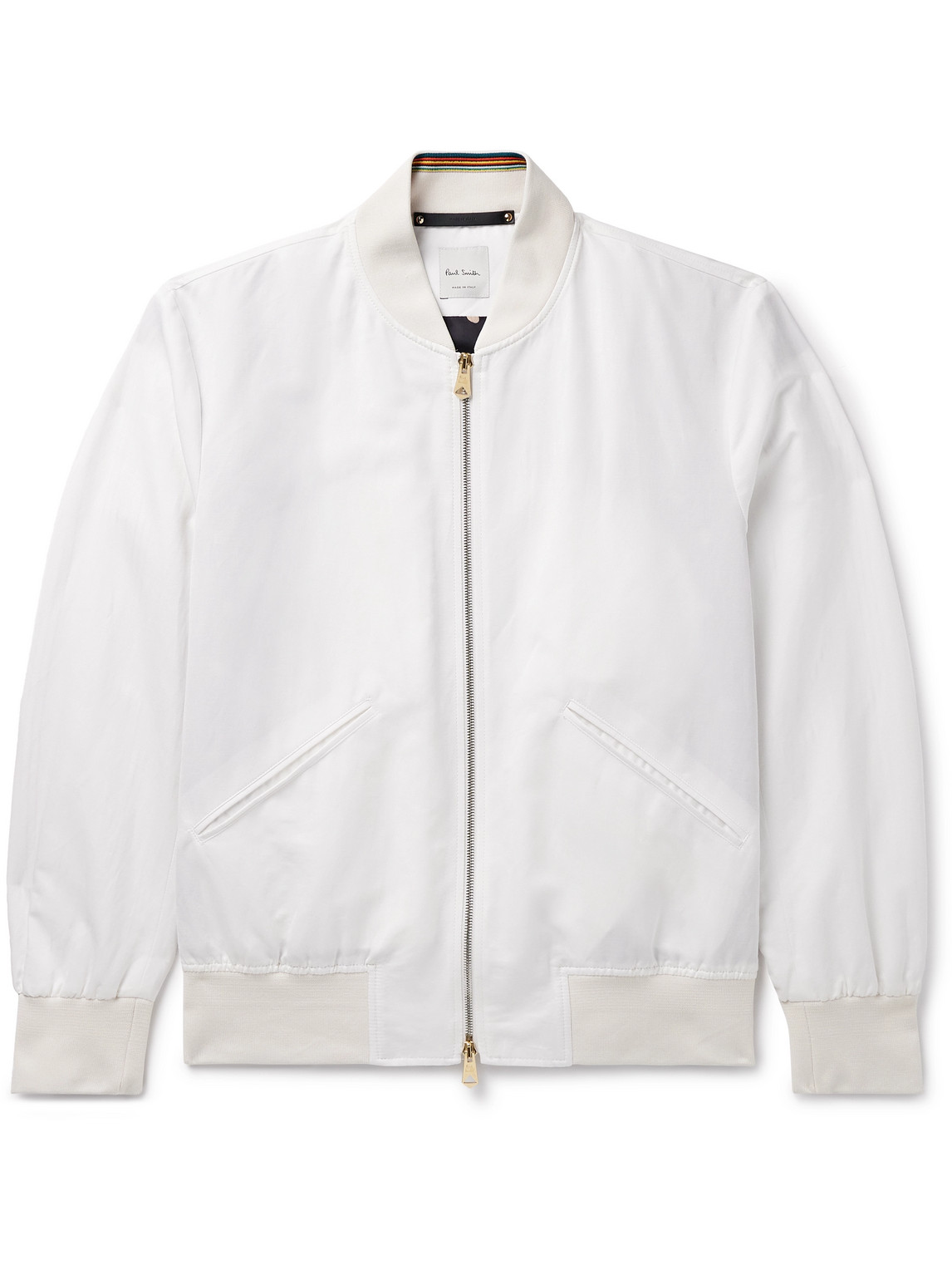 Paul Smith Cotton And Ramie-blend Bomber Jacket In White