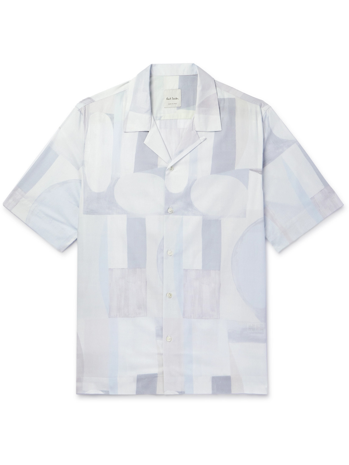 Paul Smith Convertible-collar Printed Cotton-poplin Shirt In Grey