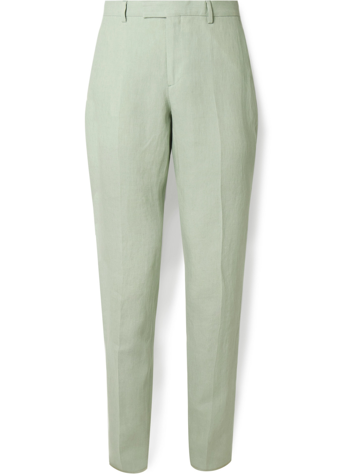 Paul Smith Tapered Linen Suit Trousers In Green