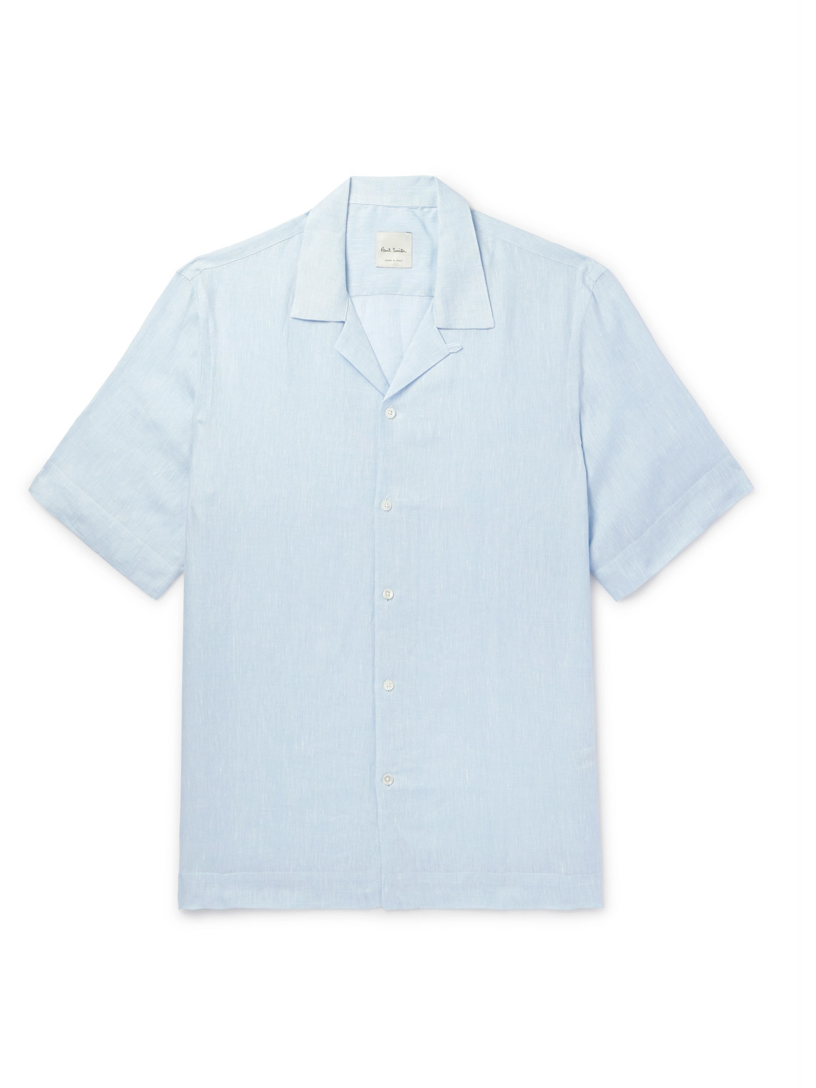 Paul Smith Convertible-collar Linen Shirt In Blue