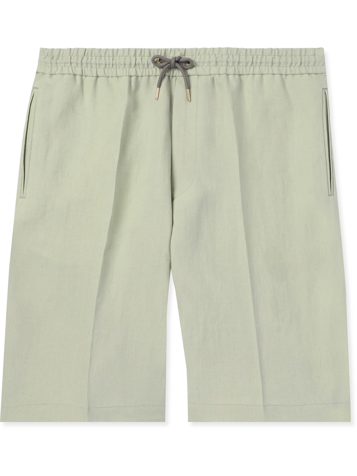 Paul Smith Straight-leg Linen Drawstring Shorts In Green