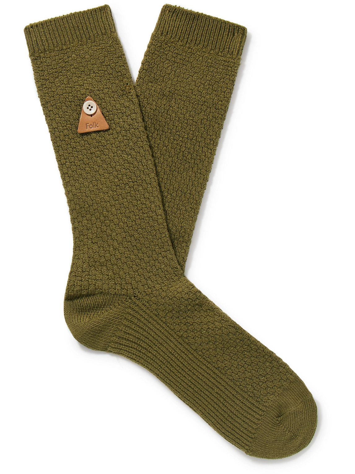 Folk Waffle Socks In Brown