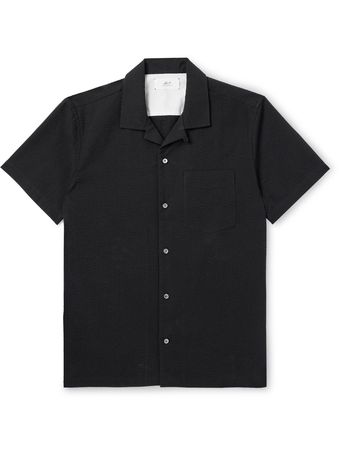 Convertible-Collar Cotton-Seersucker Shirt