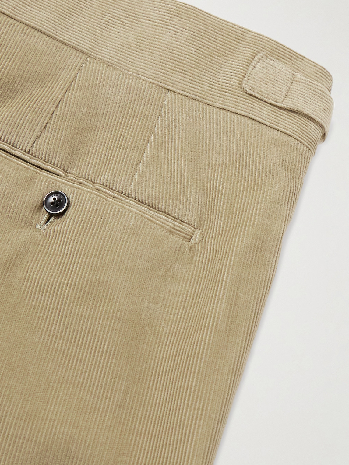 Shop Purdey Tapered Pleated Cotton-corduroy Trousers In Neutrals