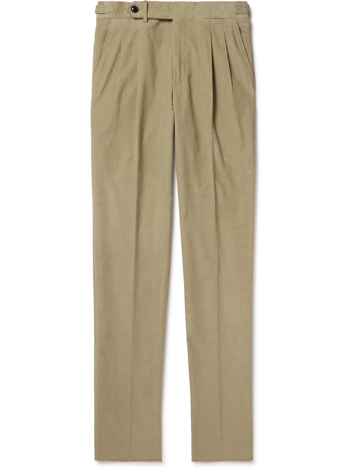 Tapered Pleated Cotton-Corduroy Trousers