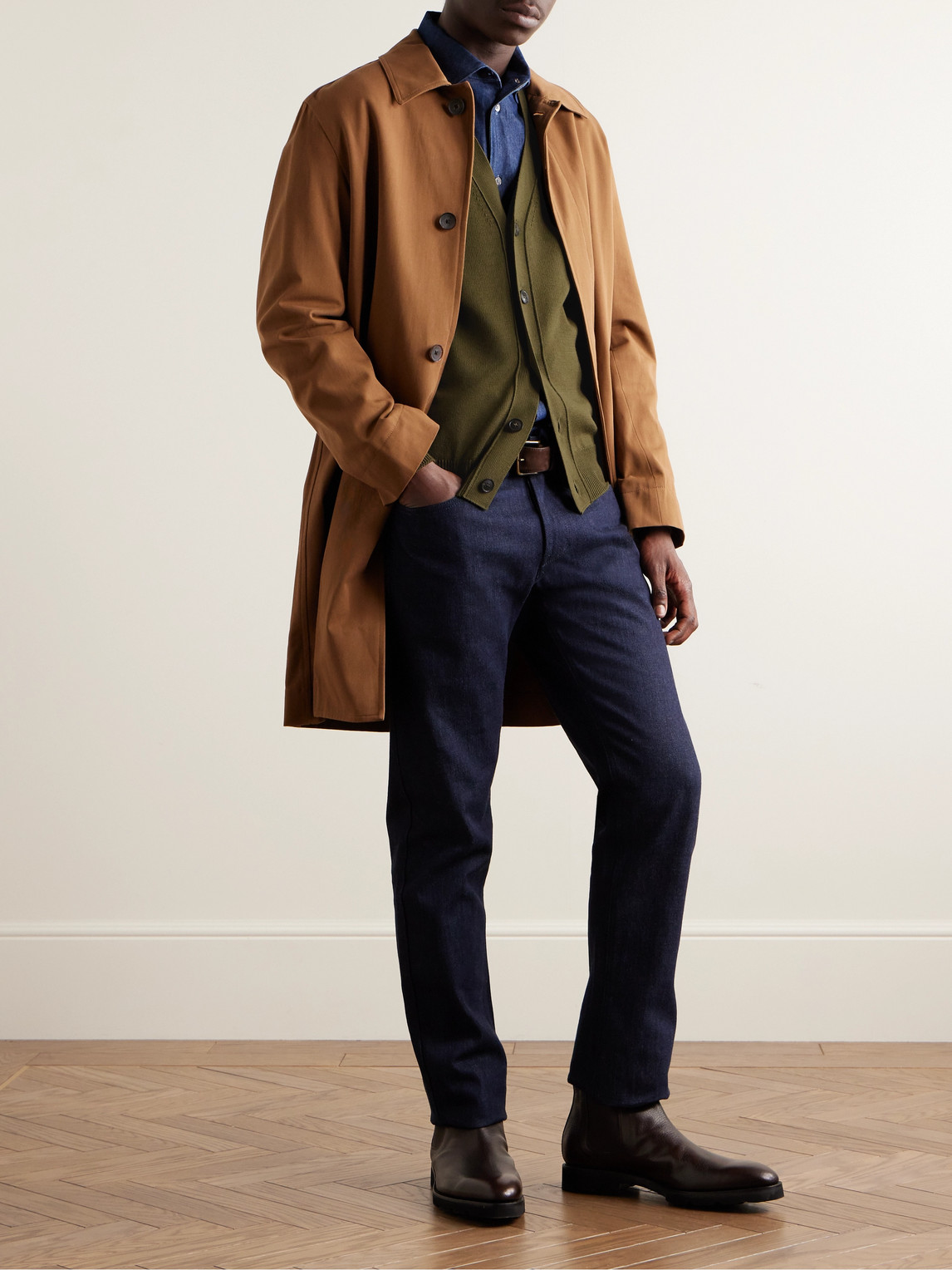 Shop Purdey Audley Slim-fit Wool Cardigan In Green