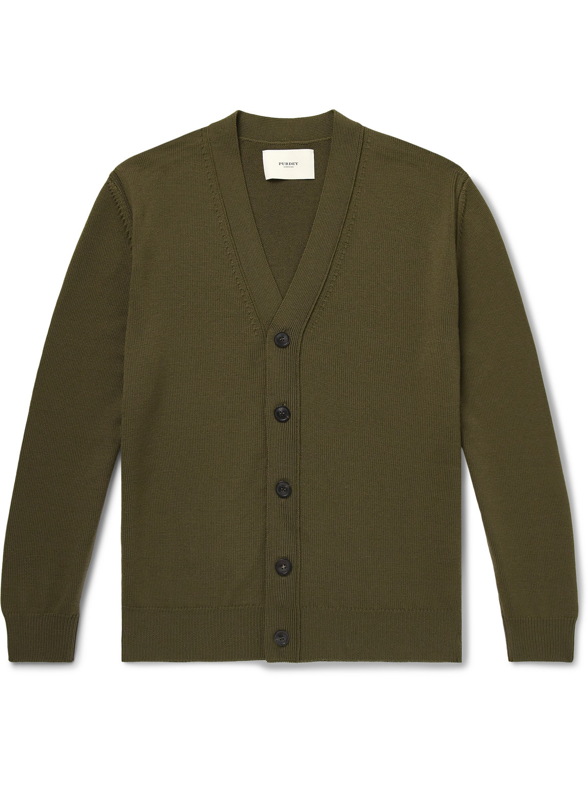 Purdey Audley Slim-fit Wool Cardigan In Green