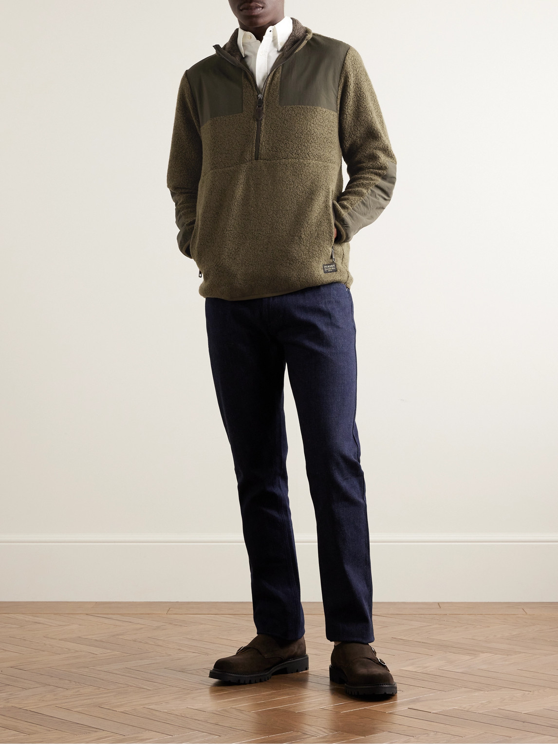 Shell-Trimmed Bouclé Half-Zip Jacket — 2