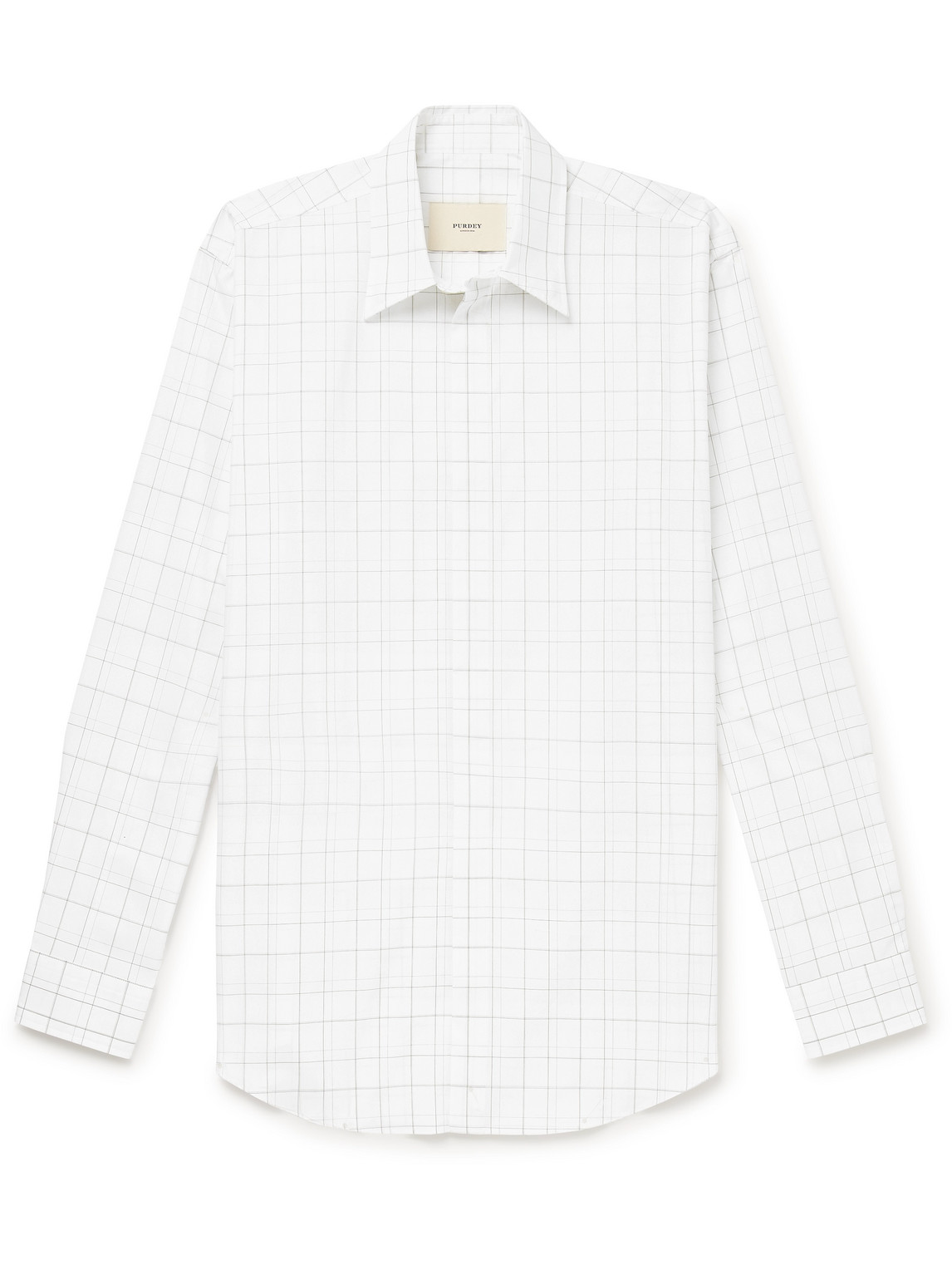 Purdey Checked Cotton-poplin Shirt In White