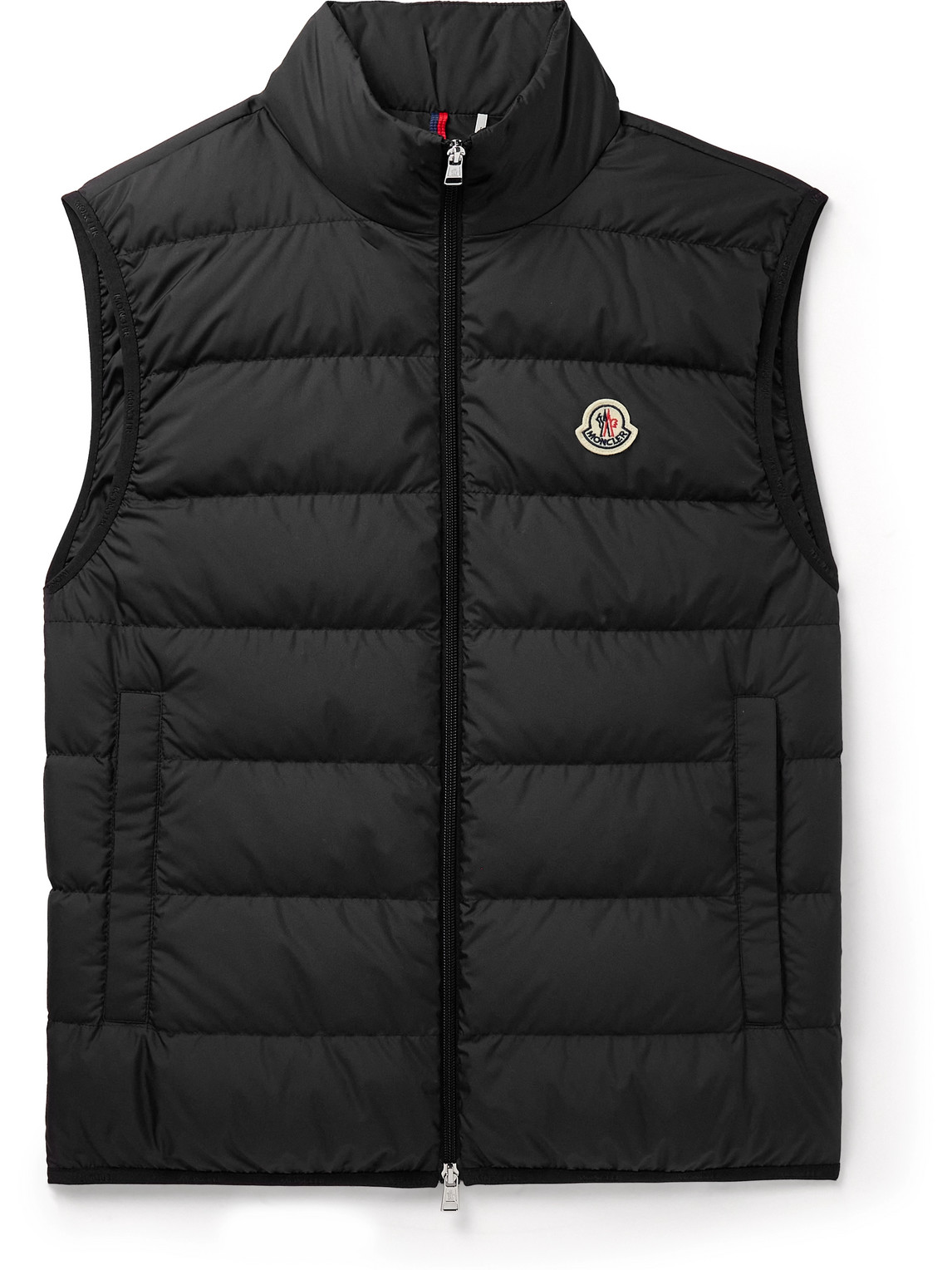 Moncler Sleeveless Quilted Coat With High Collar And Snap Closure In Black