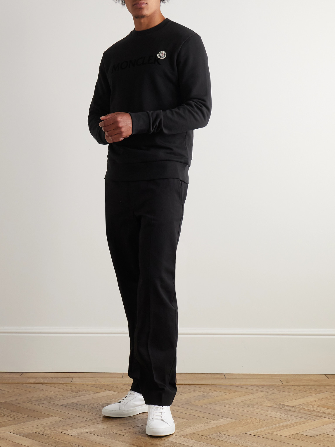 Moncler Crew Neck Cotton Sweatshirt In Black