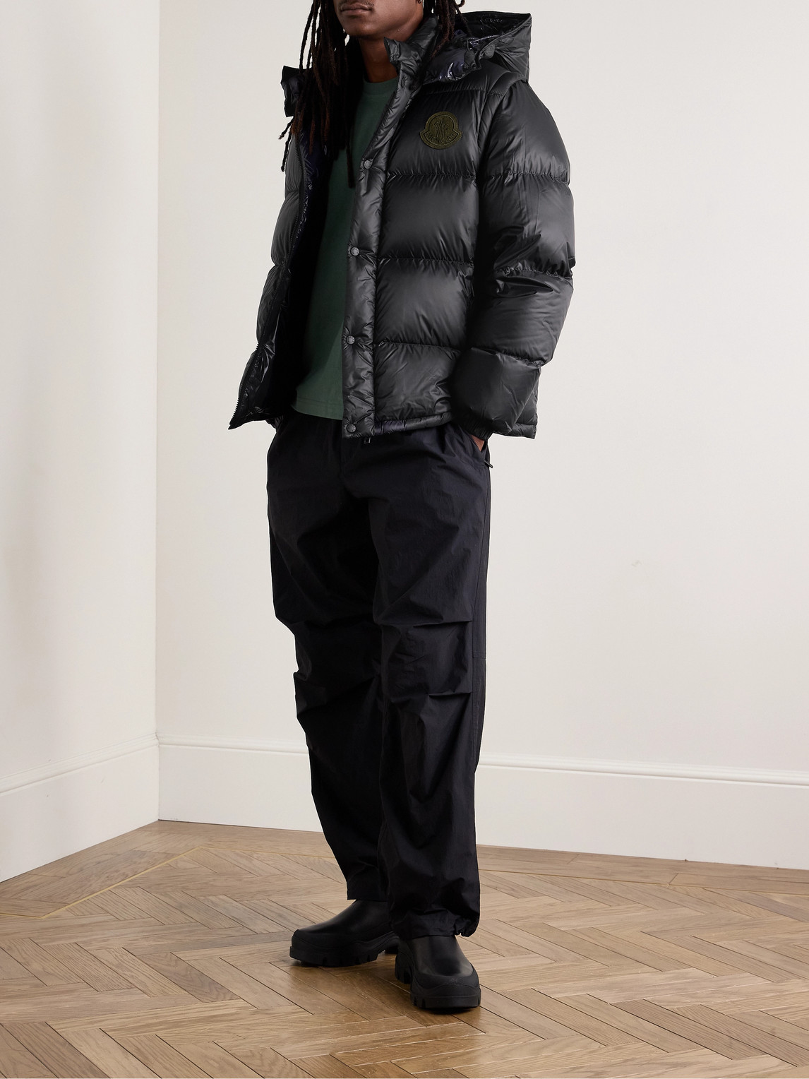 Moncler Cyclone 2-in-1 Short Down Jacket Blue In Black