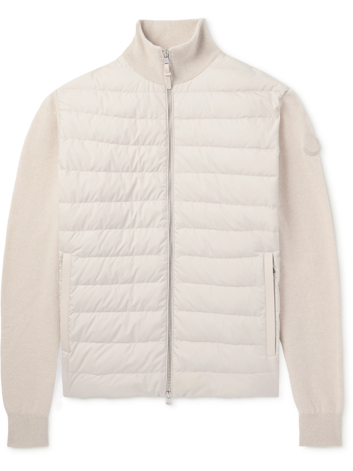 Moncler Wool And Cashmere-blend And Quilted Shell Down Jacket In Neutrals