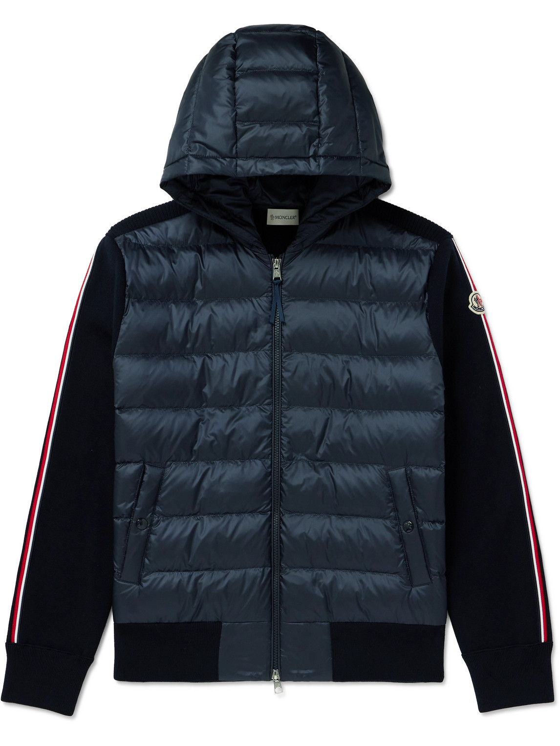 Logo-Appliquéd Virgin Wool and Quilted Shell Down Cardigan