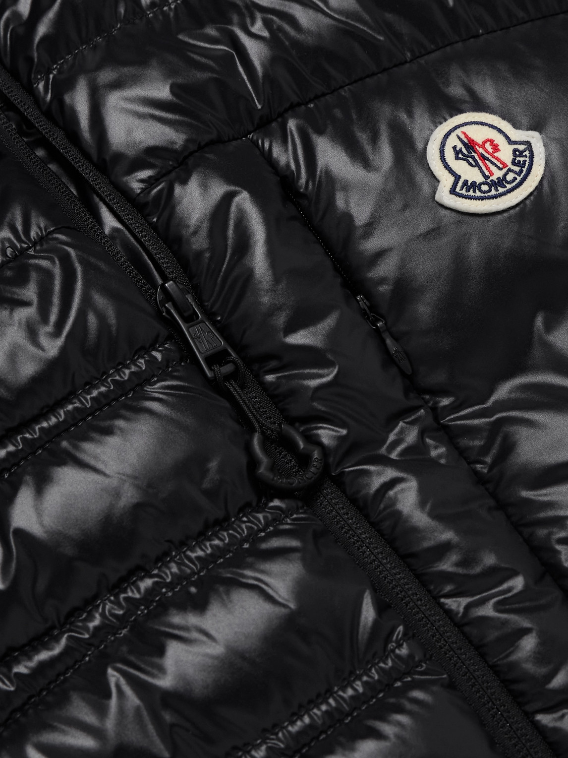 Moncler Logo-appliquéd Quilted Nylon Laqué Down Jacket In Black