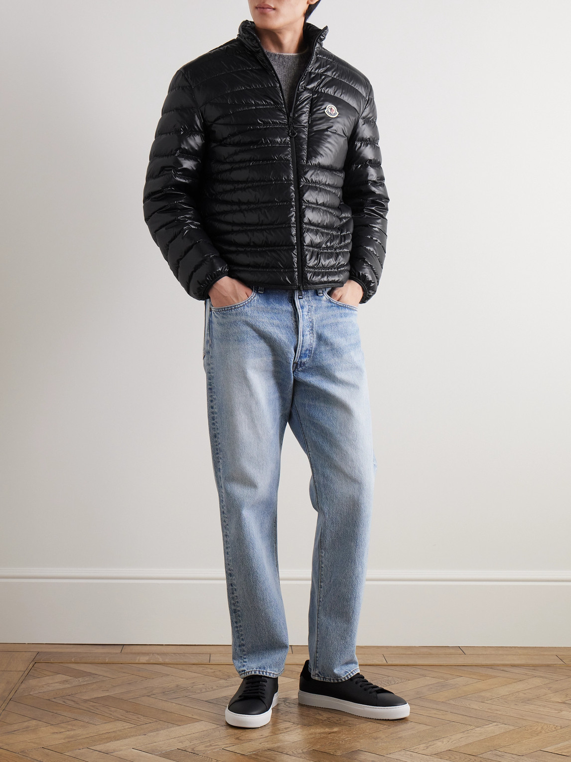 Moncler Logo-appliquéd Quilted Nylon Laqué Down Jacket In Black