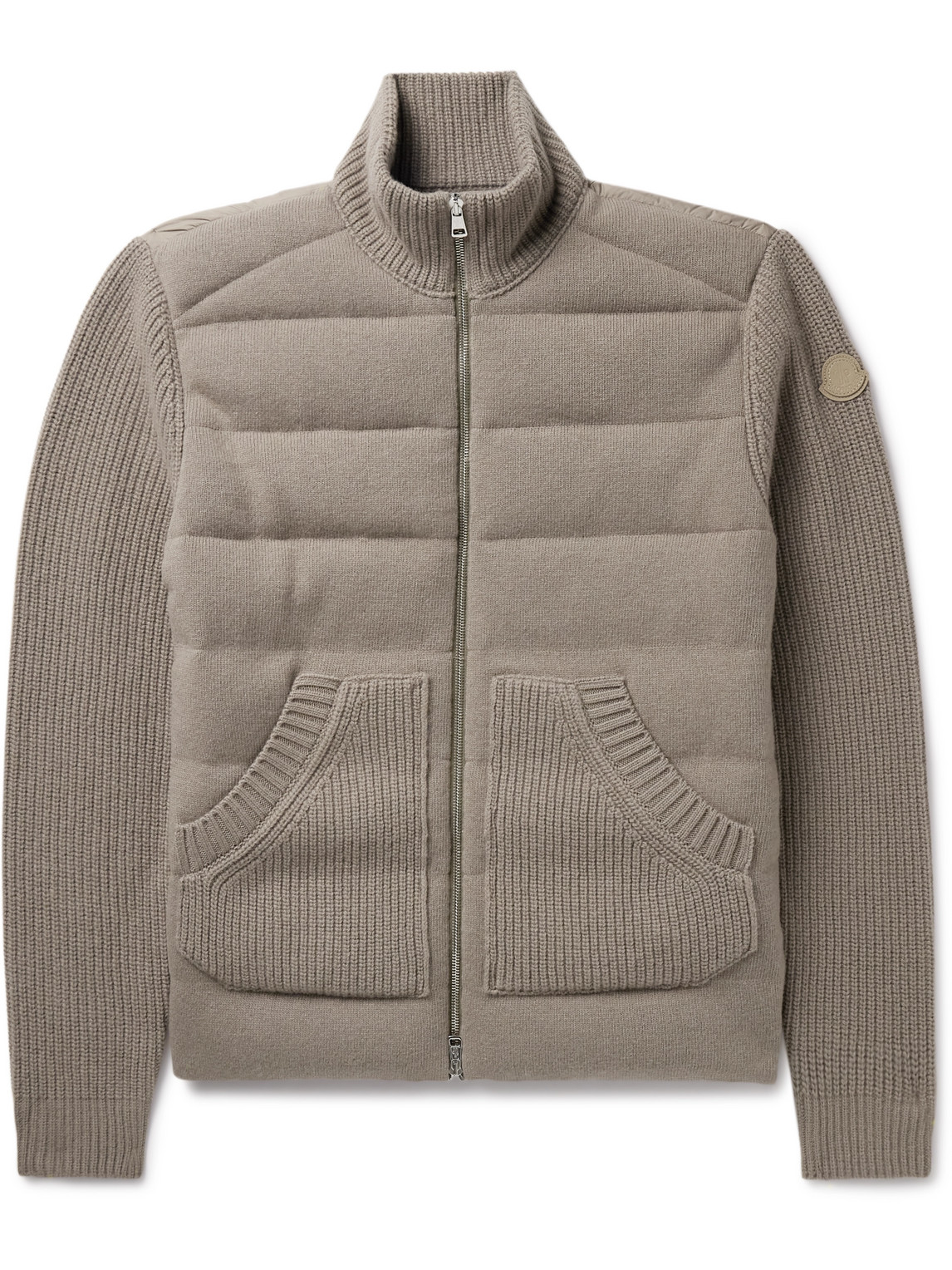 Moncler Panelled Virgin Wool And Cashmere-blend And Shell Down Jacket In Neutrals