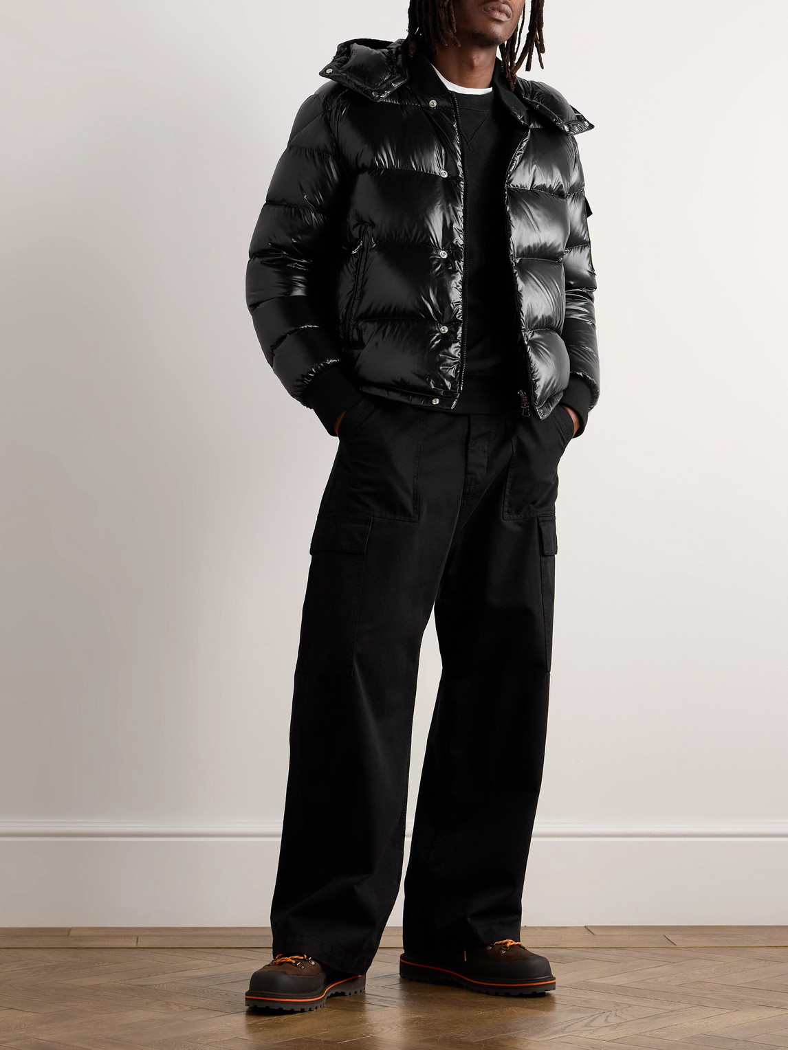 Shop Moncler Maljasset Slim-fit Quilted Lacquered-nylon Hooded Down Jacket In Black