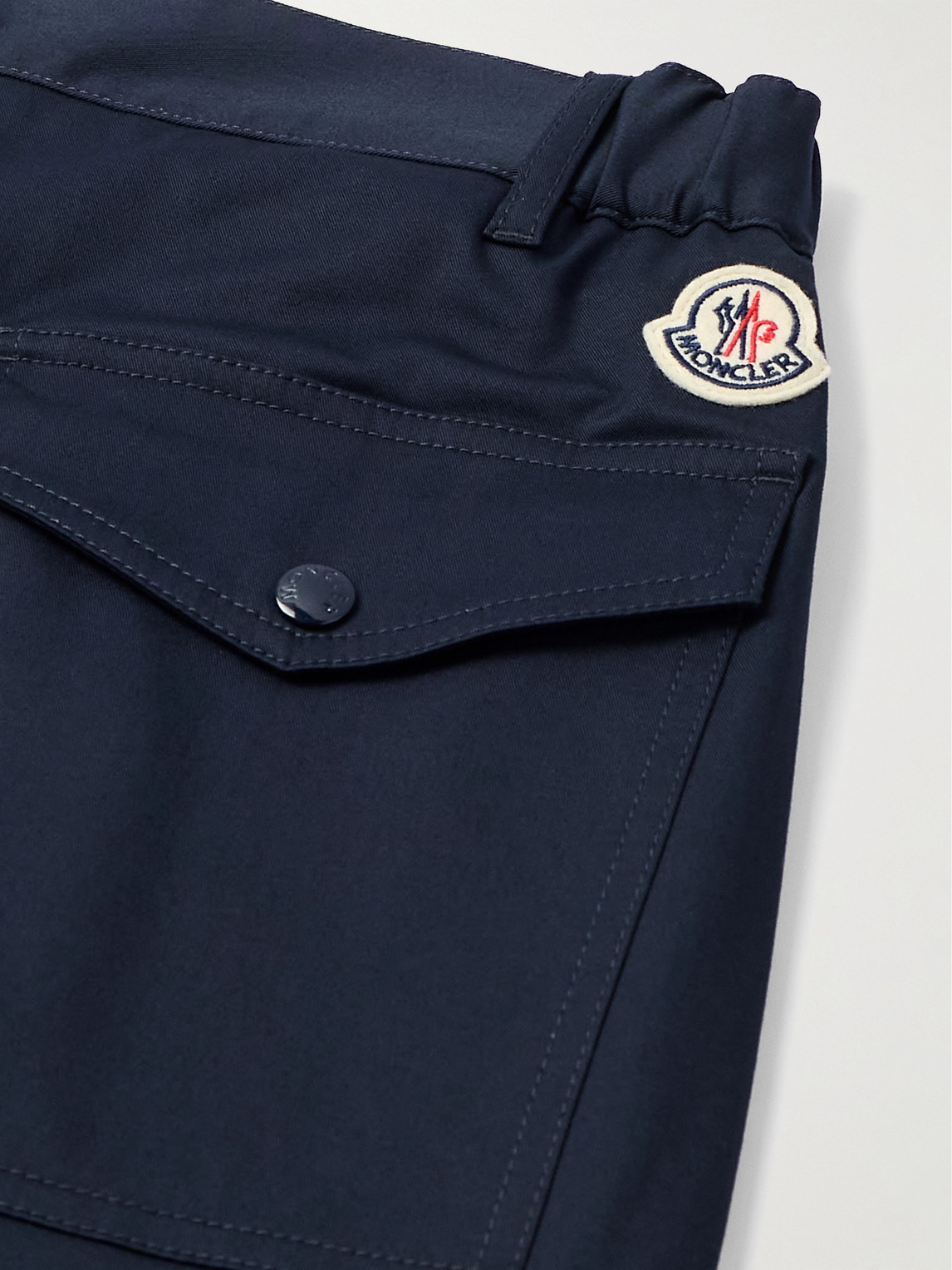 Moncler Tapered Cotton-blend Gabardine Trousers In Blue