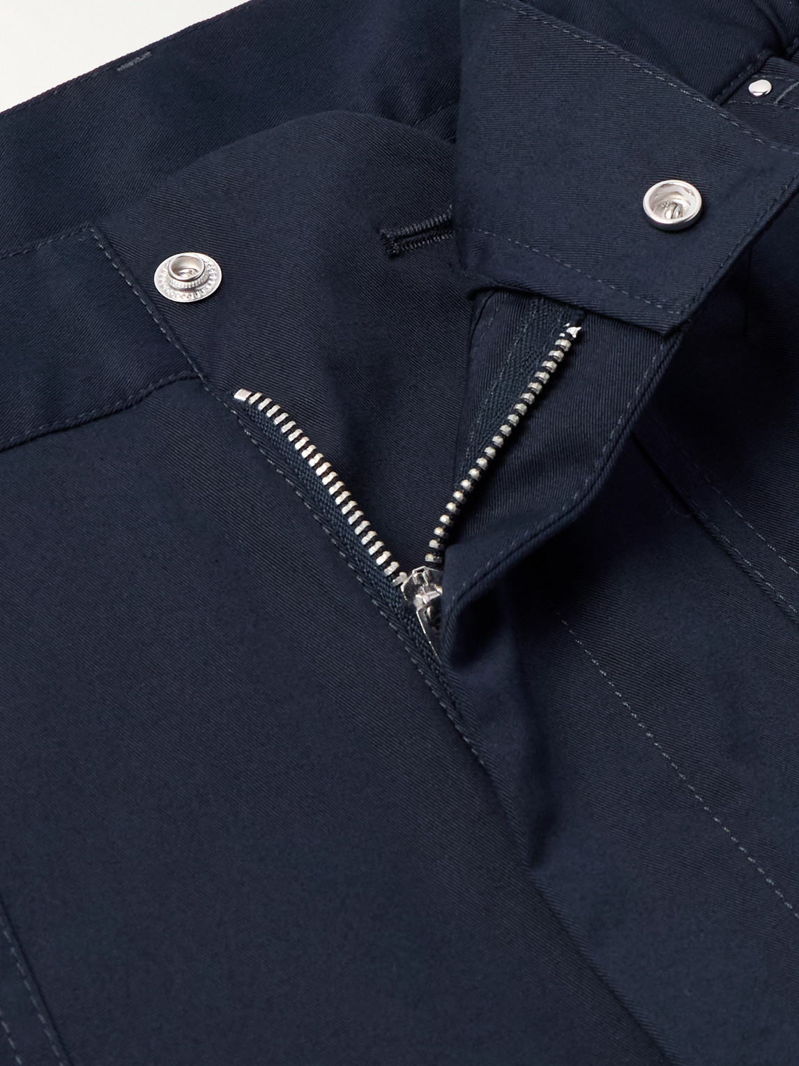 Moncler Tapered Cotton-blend Gabardine Trousers In Blue
