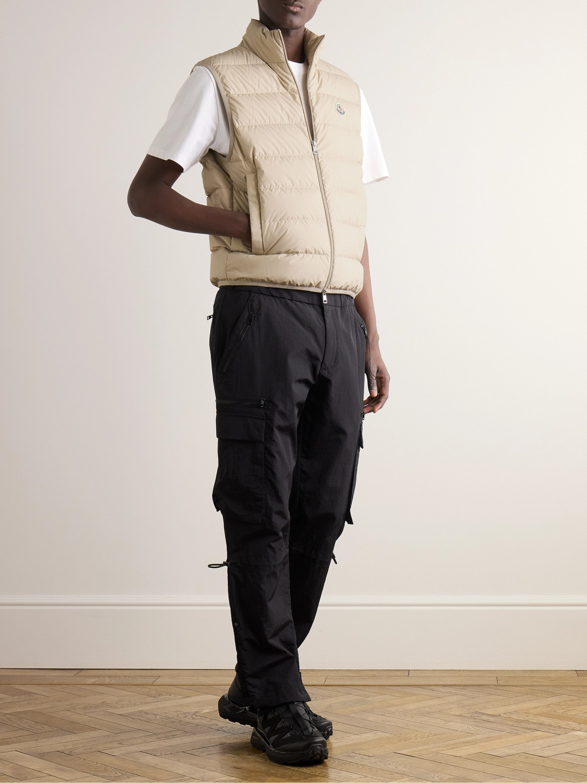 Moncler Contrin Quilted Shell Gilet In Neutrals