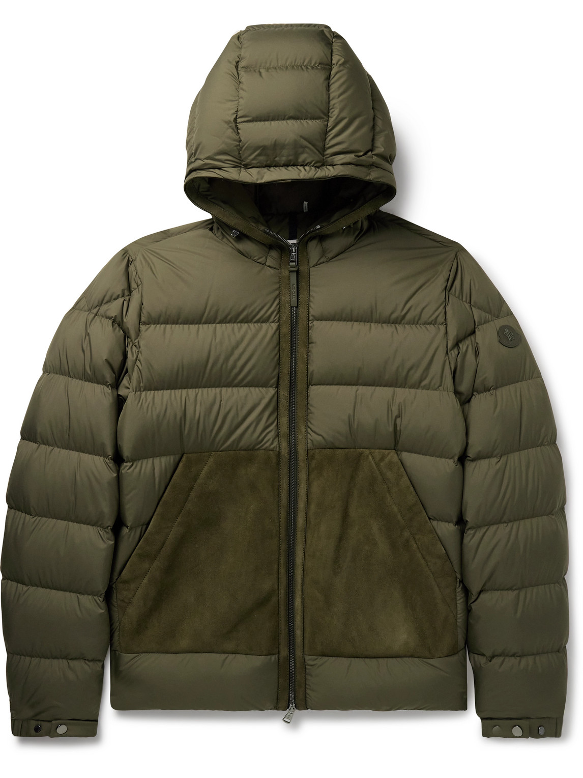 Tuffes Slim-Fit Suede-Trimmed Quilted Shell Down Hooded Jacket