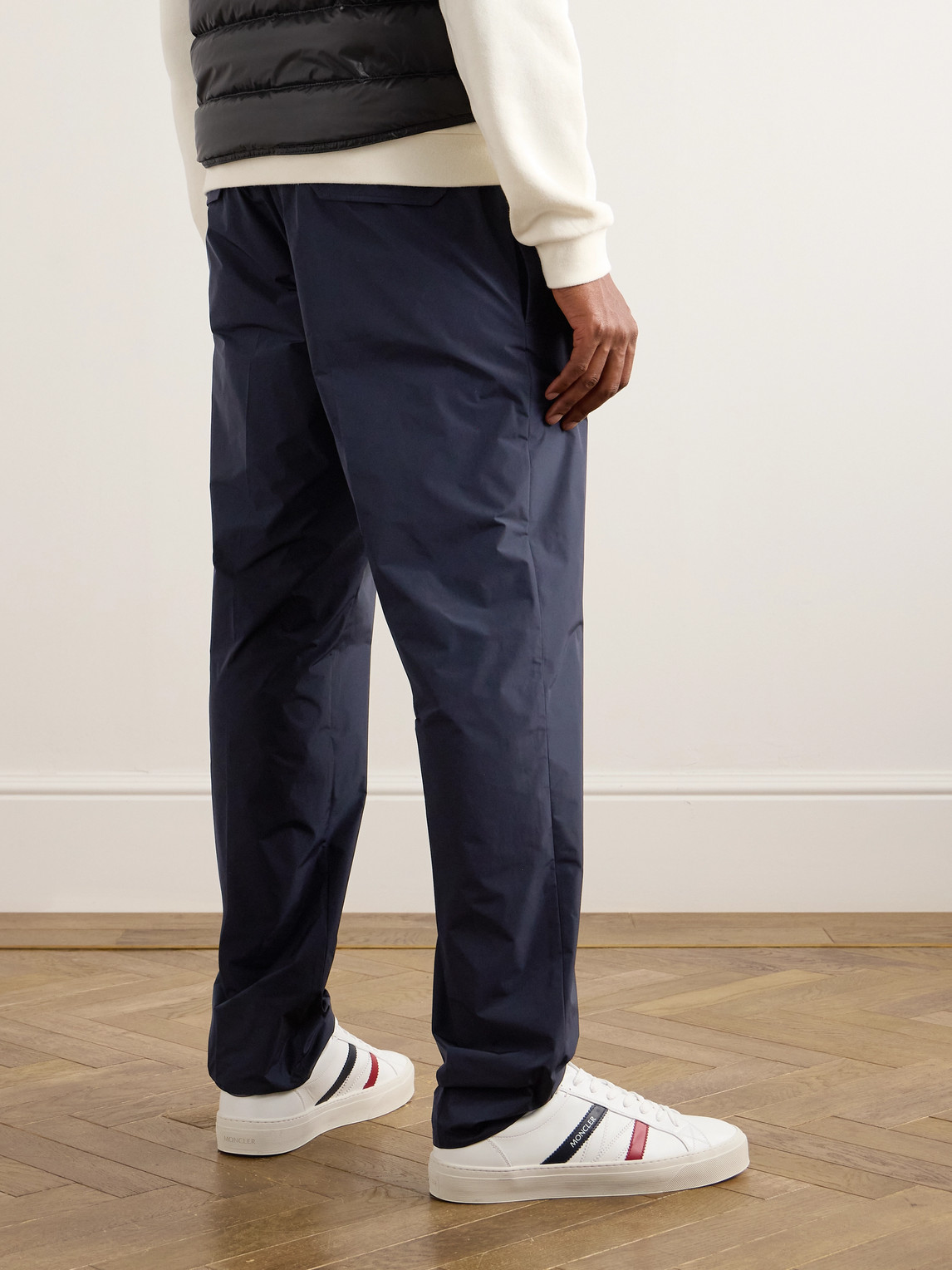 Moncler Wool Blend Gabardine Pants In Blue