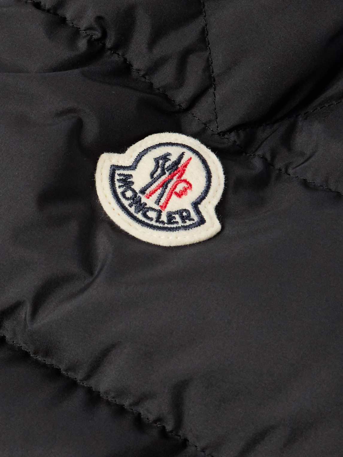 Moncler Grosgrain-trimmed Logo-appliquéd Quilted Shell Down Jacket In Black