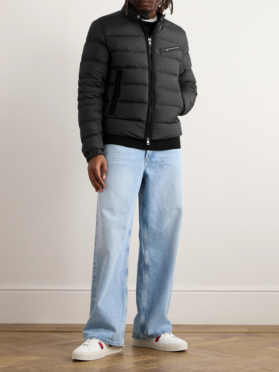 Moncler Grosgrain-trimmed Logo-appliquéd Quilted Shell Down Jacket In Black